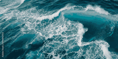 Blue ocean wave background. Blue and white water ocean background.