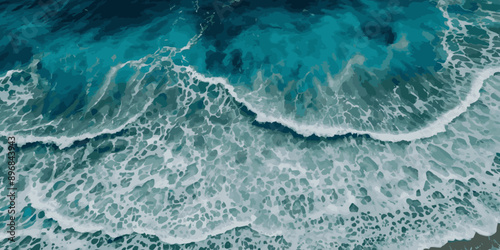 Blue ocean wave background. Blue and white water ocean background.