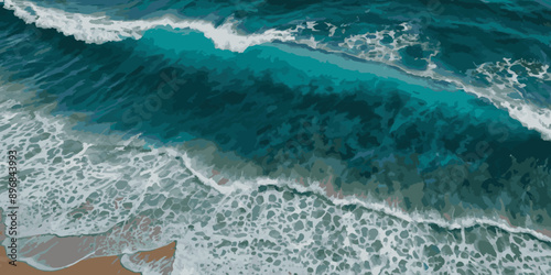 Blue ocean wave background. Blue and white water ocean background.