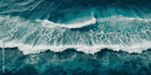 Blue ocean wave background. Blue and white water ocean background.