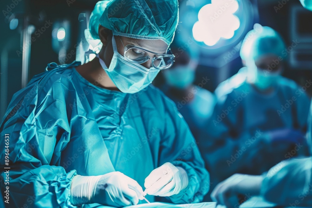 Surgeon Operating in a Hospital Operating Room. Surgeon Operating in a Hospital Operating Room.