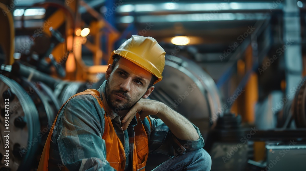 An image of a factory worker with a hard hat An image of a factory worker with a hard hat
