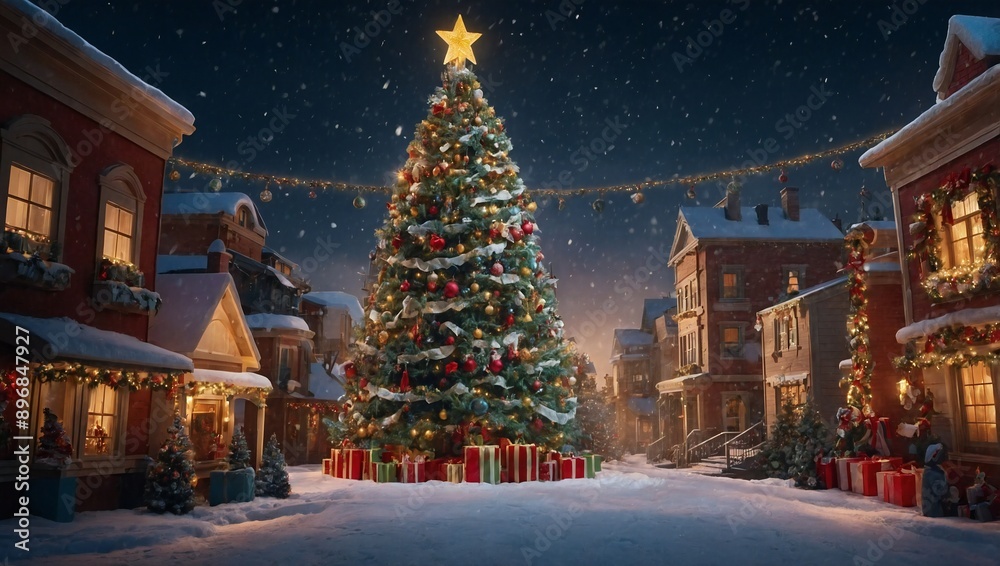 generative aiBeautiful big Christmas tree with Christmas decoration at central of city.
generative aiBeautiful big Christmas tree with Christmas decoration at central of city.