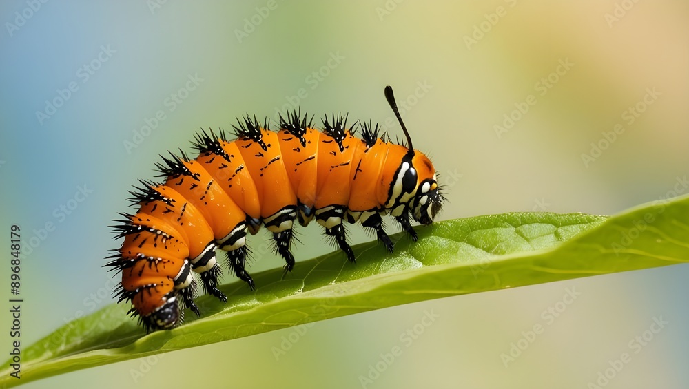 A Gulf Fritillary butterfly caterpillar with its bright color.generative.ai A Gulf Fritillary butterfly caterpillar with its bright color.generative.ai