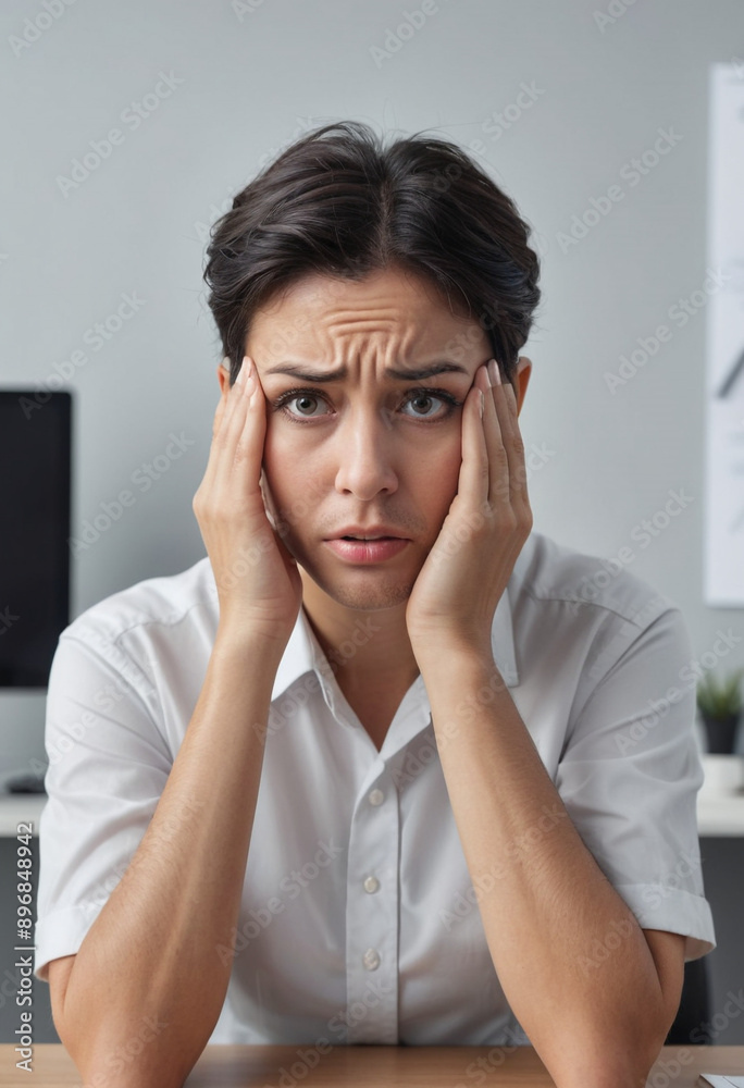 A person feeling stressed and overwhelmed. A person feeling stressed and overwhelmed.