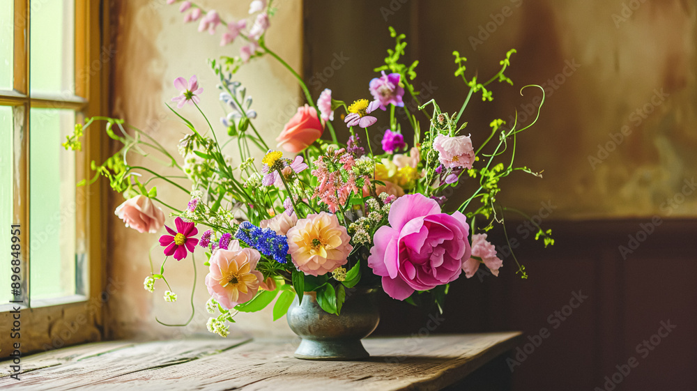 Beautiful bouquet of flowers in vase. Floral arrangement Beautiful bouquet of flowers in vase. Floral arrangement