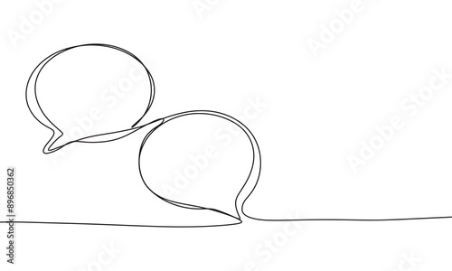 Two speech bubble one line continuous. Two speech bubble line art. Hand drawn vector art.