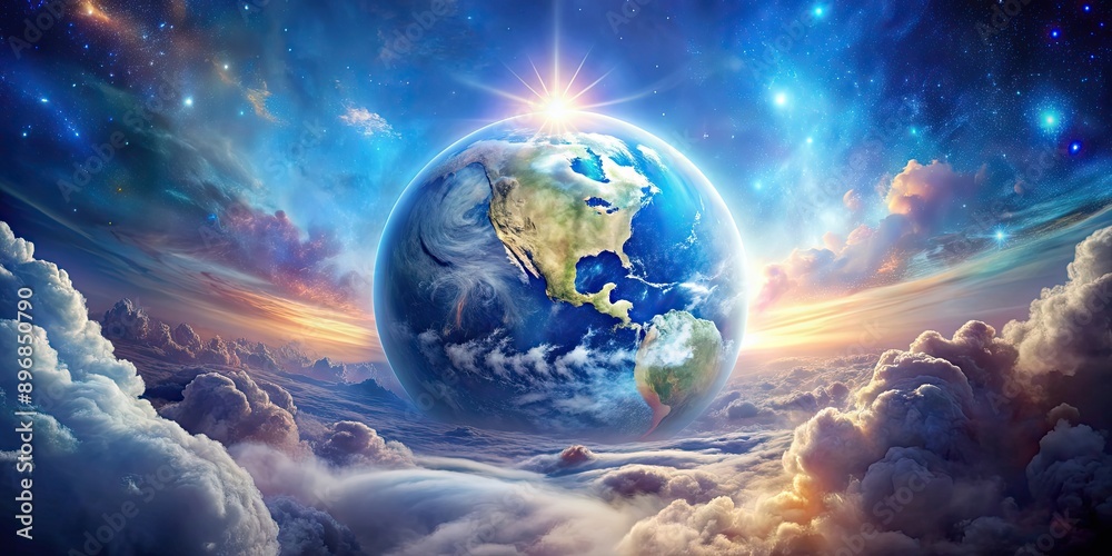 of a mystical creation of heaven and earth, creation, heaven, earth, universe, cosmos, divine, spiritual, mythological of a mystical creation of heaven and earth, creation, heaven, earth, universe, cosmos, divine, spiritual, mythological
