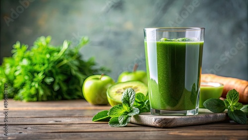 Glass of green juice on background, Green juice, Healthy, Detox, Refreshing, Beverage, Nutrition, Fresh, Organic, Vegetarian