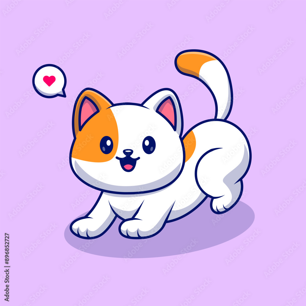 Fototapeta premium Cute Cat Stretching Cartoon Vector Icon Illustration. Animal Nature Icon Concept Isolated Premium Vector. Flat Cartoon Style