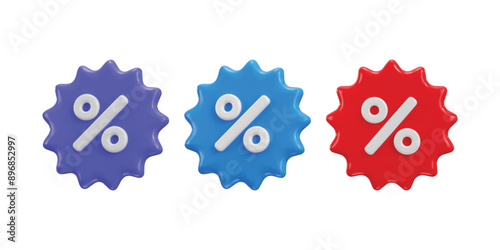 3d discount percentage icon concept of discount tag icon set
