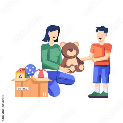 Toys donation illustration designed in flat style 

