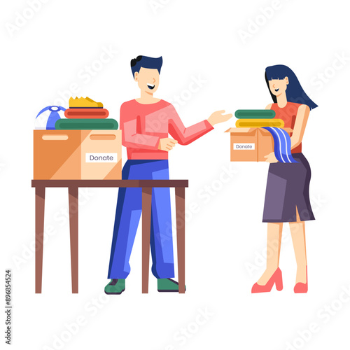 A flat style illustration of donate goods

