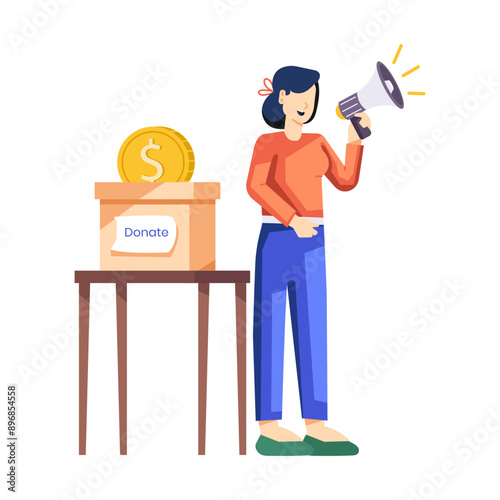 A flat style illustration of donation campaign

