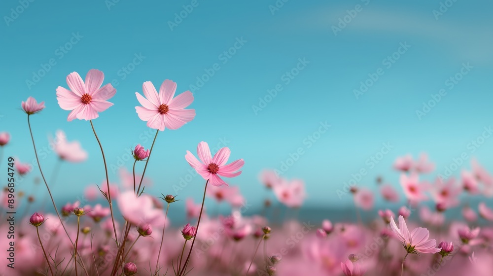 Field of Pink Wildflowers Under a Clear Blue Sky - Beautiful Nature Scene with Blooming Flowers and Tranquil Atmosphere
Field of Pink Wildflowers Under a Clear Blue Sky - Beautiful Nature Scene with Blooming Flowers and Tranquil Atmosphere
