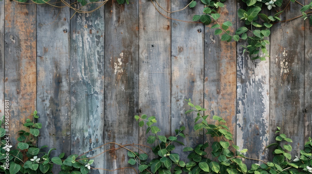 Weathered Wood with Greenery Weathered Wood with Greenery