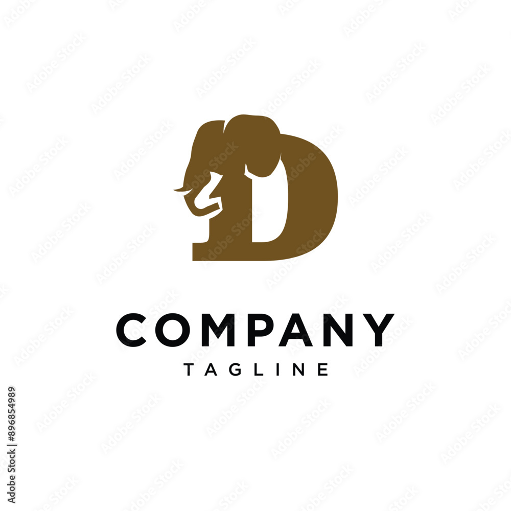Obraz premium Letter D Elephant Logo Icon vector 