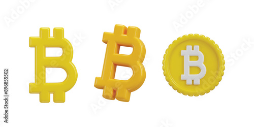 cryptocurrency bitcoin icon set 3d rendering vector illustration