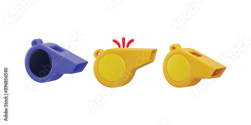 Whistles icon set 3d rendering vector illustration
