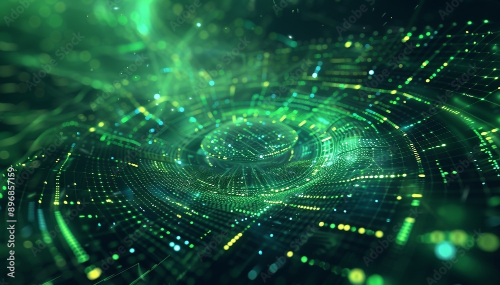 Futuristic Green Data Vortex Symbolizing Cyberspace and Digital Technology, Neon Effects, Intricate Details Futuristic Green Data Vortex Symbolizing Cyberspace and Digital Technology, Neon Effects, Intricate Details