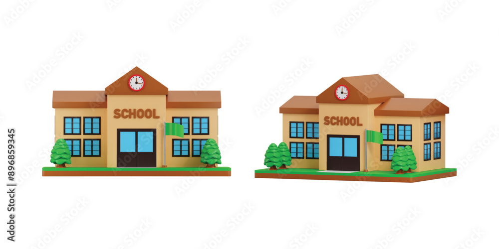 School icon set 3d render concept of education icon vector illustration School icon set 3d render concept of education icon vector illustration