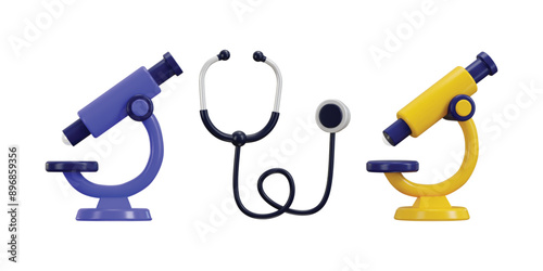 Microscope icon 3d render concept of medical icon vector illustration