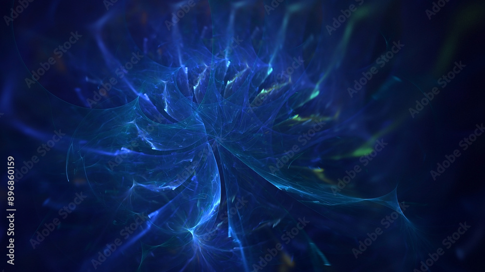 Obraz premium 3D manual rendering abstract blue fractal light background. Its not AI Generatd illustration.