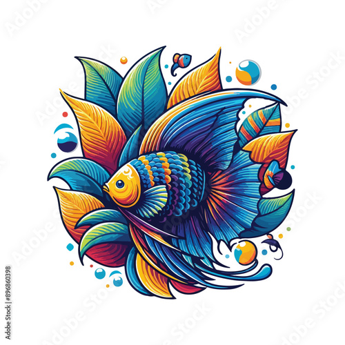 Animal angelfish ocean cartoon vector illustration.