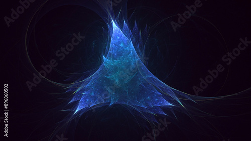 3D manual rendering abstract blue fractal light background. Its not AI Generatd illustration.