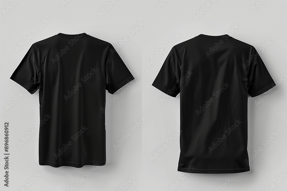 Plain black t-shirt front and back for PNG mockup