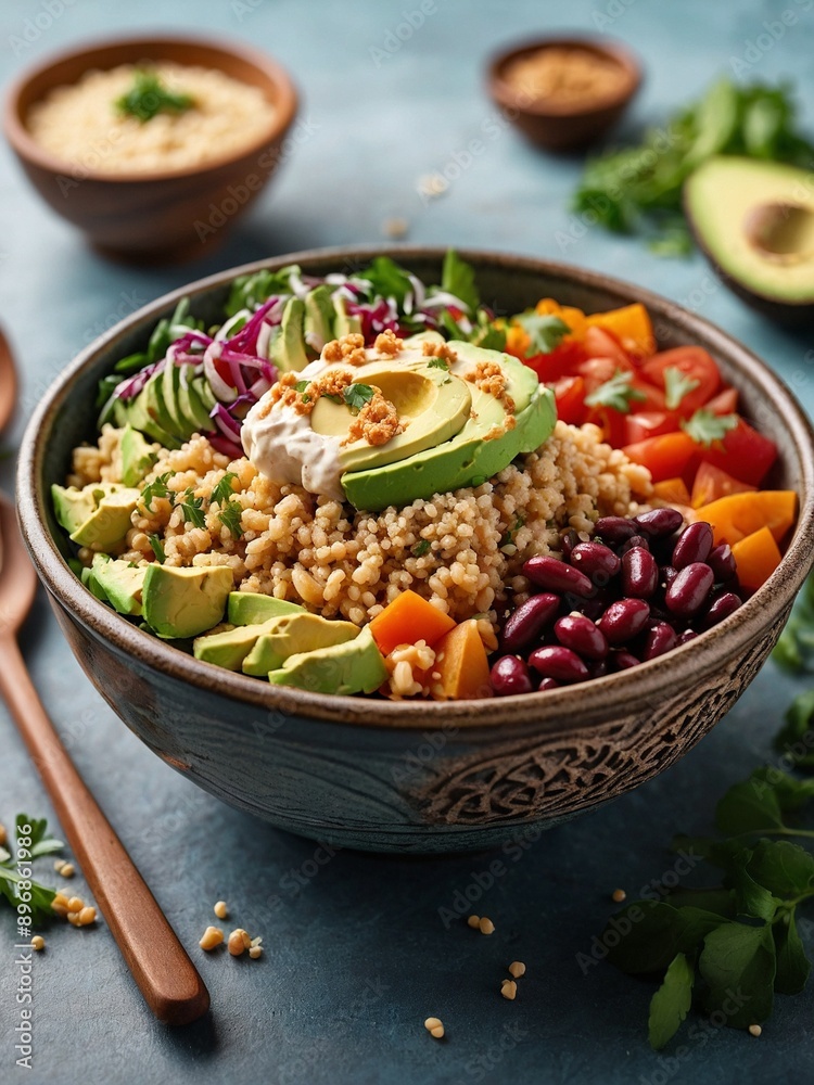 Healthy geek Mediterranean salad for health lovers in studio background, cinematic food photography Healthy geek Mediterranean salad for health lovers in studio background, cinematic food photography