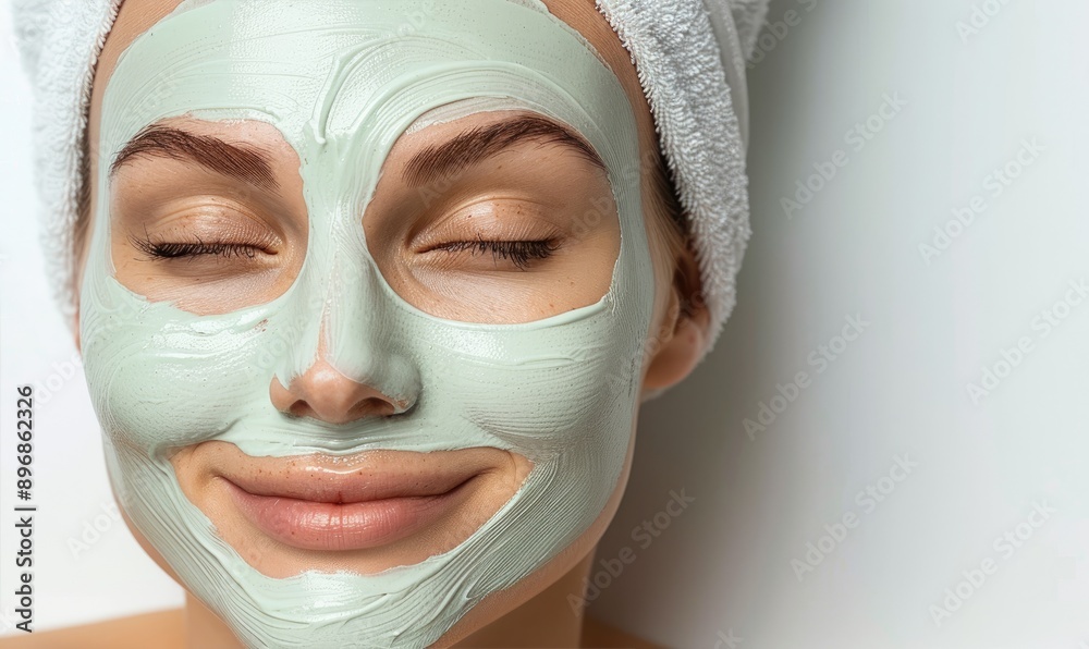Portrait Photography of a Woman Using a Cosmetic Face Mask: Skincare and Beauty Routine Portrait Photography of a Woman Using a Cosmetic Face Mask: Skincare and Beauty Routine