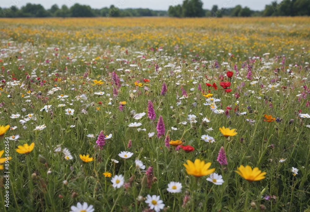 A field of wildflowers swaying gently in the breeze. A field of wildflowers swaying gently in the breeze.