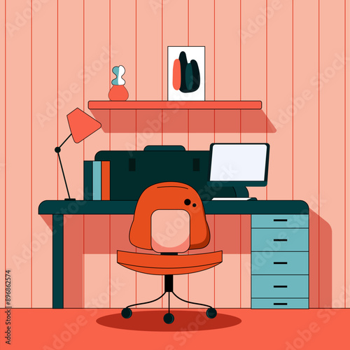 Vector illustration of a modern workspace setup 