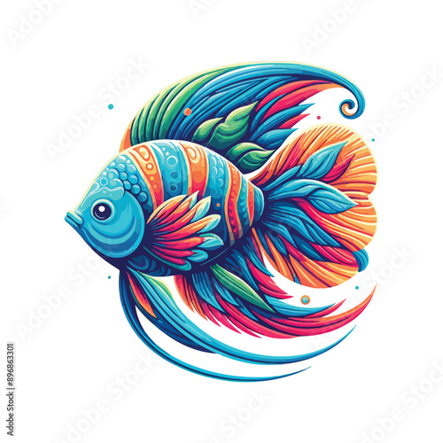 Animal angelfish ocean cartoon vector illustration.