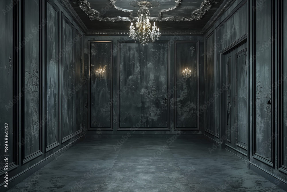 Empty elegant dark room at night with copy space, Empty elegant dark room at night with copy space,
