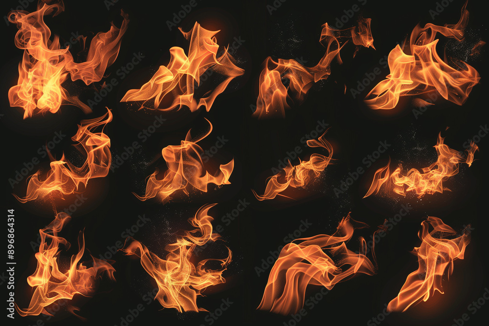 Realistic fire flame effect ‍set transparent background. Fire flame png ...