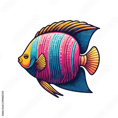 Animal angelfish ocean cartoon vector illustration.