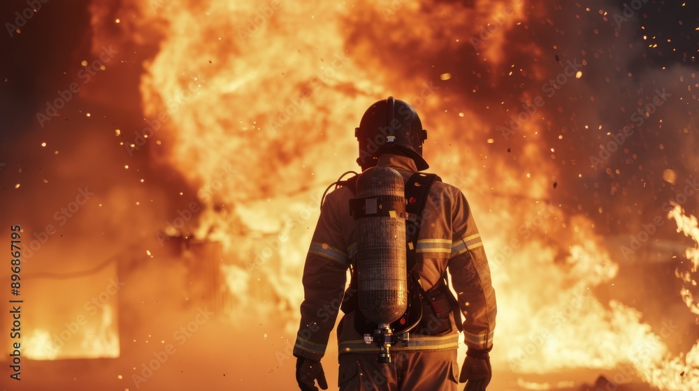 Firefighter Facing Inferno Firefighter Facing Inferno