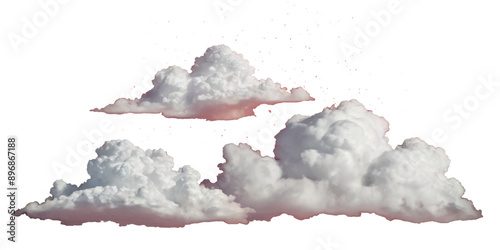 Set of vector clouds or smoke on an isolated transparent background. Vector realistic white soft cutout clean cumulus cloudscape cut out specials fog on transparent background.