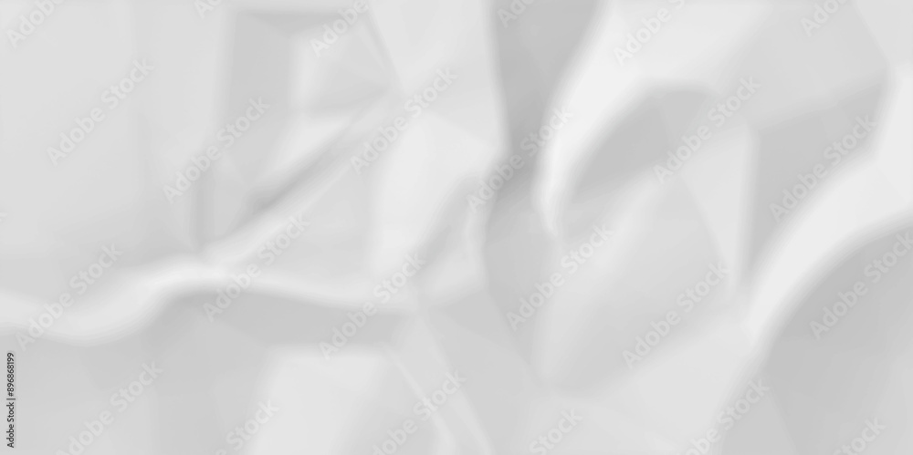 Fototapeta premium Vector white crumpled old paper background. panorama craft wrinkly paper texture background, crumpled craft ripped poster and banner.