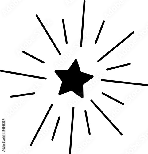  firework doodle line explosion radial sparkler with rays, hand drawn firecracker simple and round decoration 