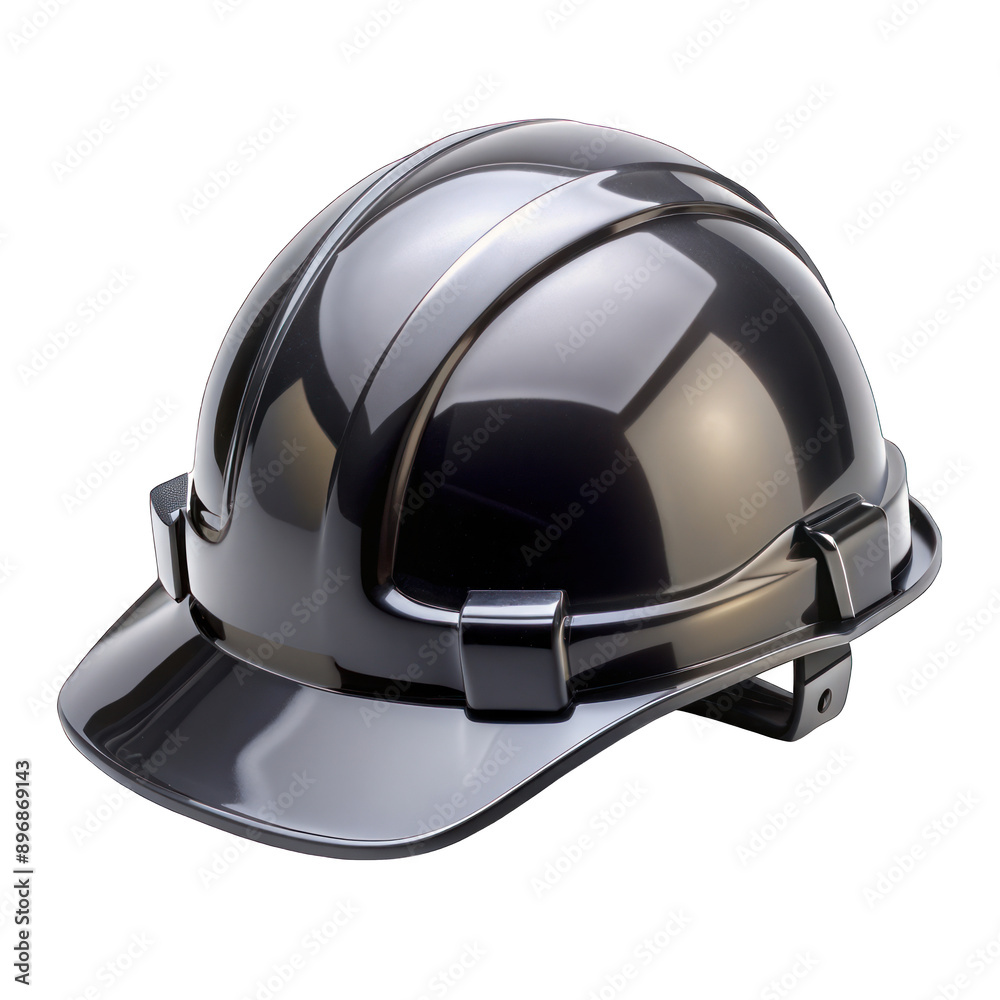 Fototapeta premium Black safety helmet isolated on transparent background
