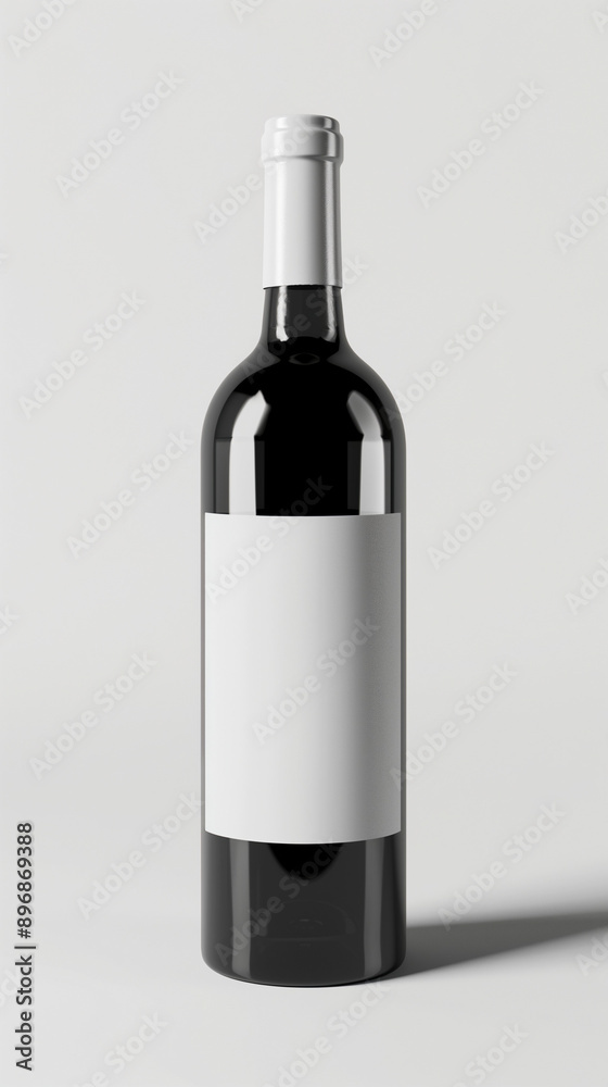 A blank wine bottle label mockup on a white background A blank wine bottle label mockup on a white background