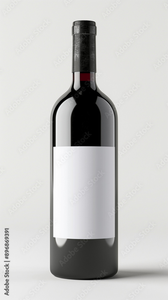 A blank wine bottle label mockup on a white background A blank wine bottle label mockup on a white background