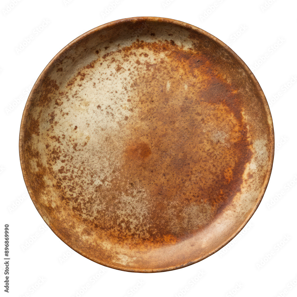 Blanked rusted round plate top view on transparent background Blanked rusted round plate top view on transparent background