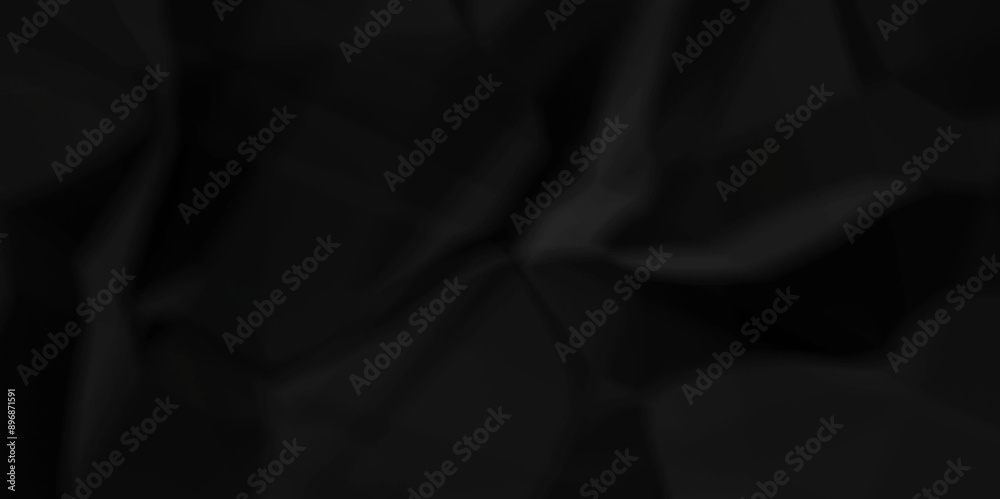 Vector Dark black crumpled old paper background. panorama craft wrinkly paper texture background, crumpled craft ripped poster and banner.	
