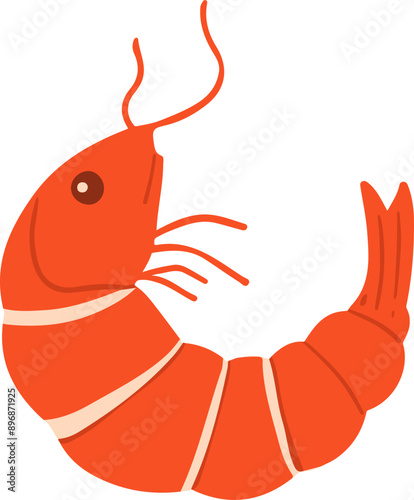 Hand drawn doodle vector illustration of Shrimp Prawn Cooked | Culinary food poster menu book template Icon.	