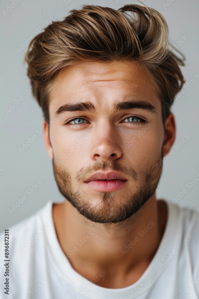 A detailed view of a persons face, focusing closely on their beard A detailed view of a persons face, focusing closely on their beard