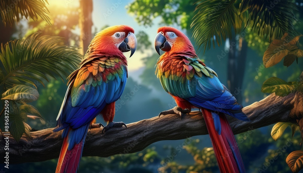 two parrots on a branch two parrots on a branch